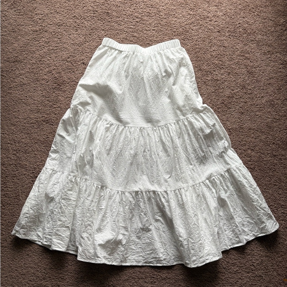 White Tiered Maxi Skirt